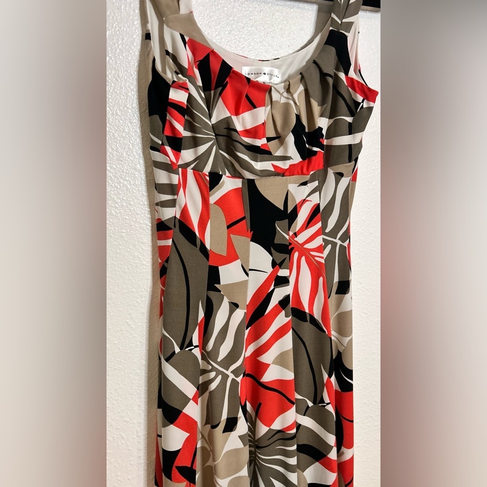 London Style Abstract Patterned Midi Dress Size 6 - Picture 2 of 5
